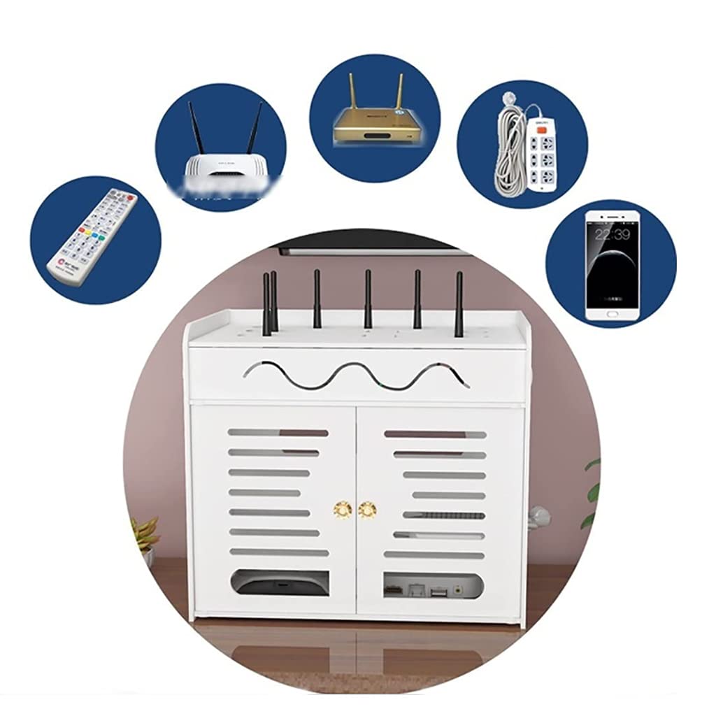Pudełko do zarządzania kablami PVC Router WiFi Ornizer Set Top Box Rozwiązanie do przechowywania Biały Wiele rozmiarów (24 x 18 x 19 cm) Uporządkuj kable i ulepsz wystrój domu