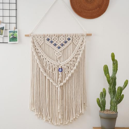 Macramé coton naturel suspension murale œil du diable chambre