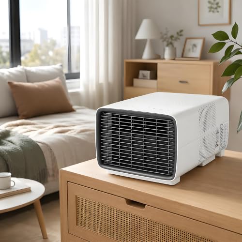Aire acondicionado portátil, compresor real de 2700 BTU,3 en 1,silencioso (45 dB),bajo consumo (280 W),sin unidad exterior; ideal para tiendas de campaña, vehículos recreativos (RV) y dormitorios.