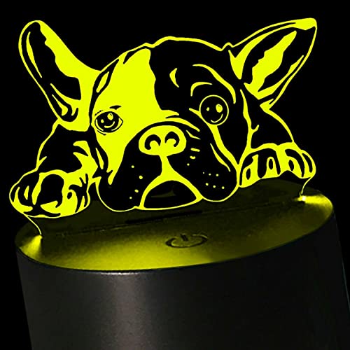 Jinson well 3D Bulldog francese lampada per cani illusione ottica luce notturna, 7 colori cangianti Touch Switch tavolo decorazione lampade con acrilico piatto ABS cavo USB giocattolo