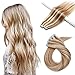 SEGO 16 Inch Tape In Hair Extensions 20pcs 50g /Golden Brown&Bleach Blonde/ Ombre 100% Remy Human Hair Balayage Rooted Hair Invisible Seamless Skin Weft Double Side Tape for Women