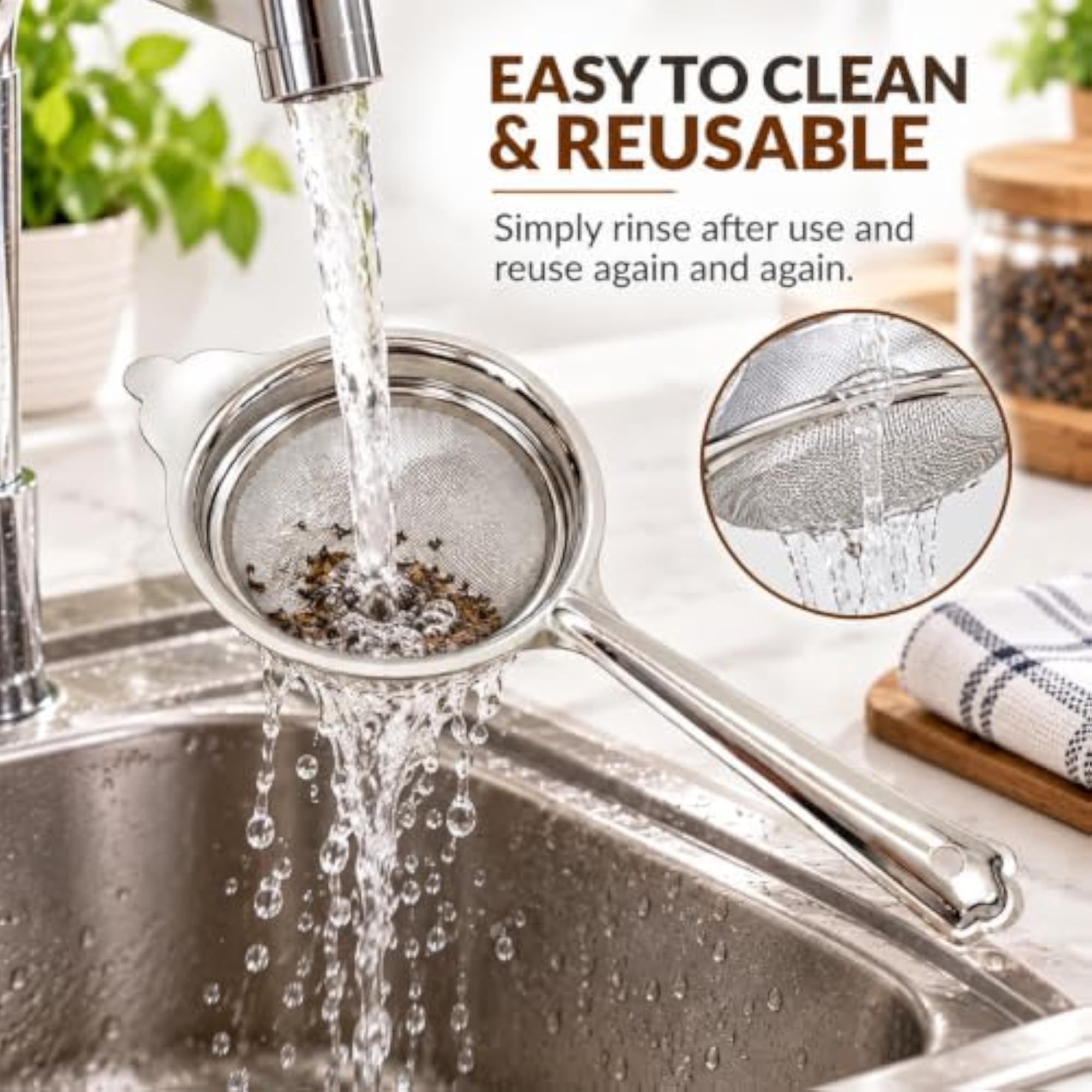Stainless Steel Tea Strainer with Long Handle