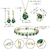 Ever Faith Women's Jewelry Set Green Jewellery Sparkly Cubic Zirconia Birthstone Teardrop Necklace Earring Bracelet Ring Sets for Women Birthday Gifts 4 PCS Gold-Tone #4