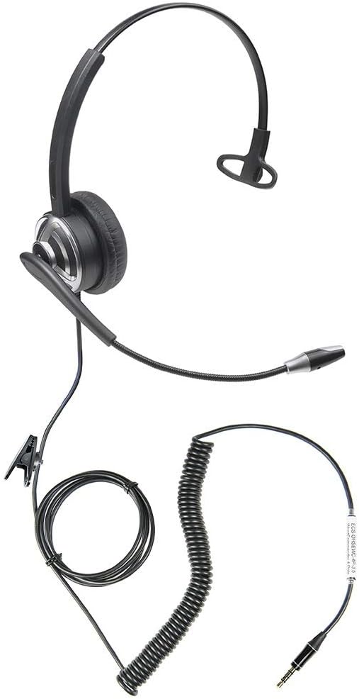 ECS WordCommander, 3.5mm 4-Pole Dictation Headset Compatible with Smartphones and Tablets