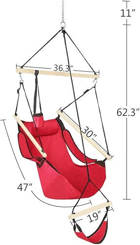 Miniatura 5 de ONCLOUD Hammock Chair Hanging Swing Seat Air Deluxe Rope Through Beech Wood Bars, Drink Holder & Fuller Pillow Safer Relax for Indoor Outdoor