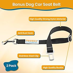   PAWBEE-2-Pack-Dog-Seat-Belts-for-Cars-Adjustable-Nylon-Car-Harness-with-Stainless-Hooks-Safety-Seatbelt-Harnesses-for-Dogs-Durable-Dog-Car-Seat-Belt-Clip-Essential-Travel-Accessories-for-Pets