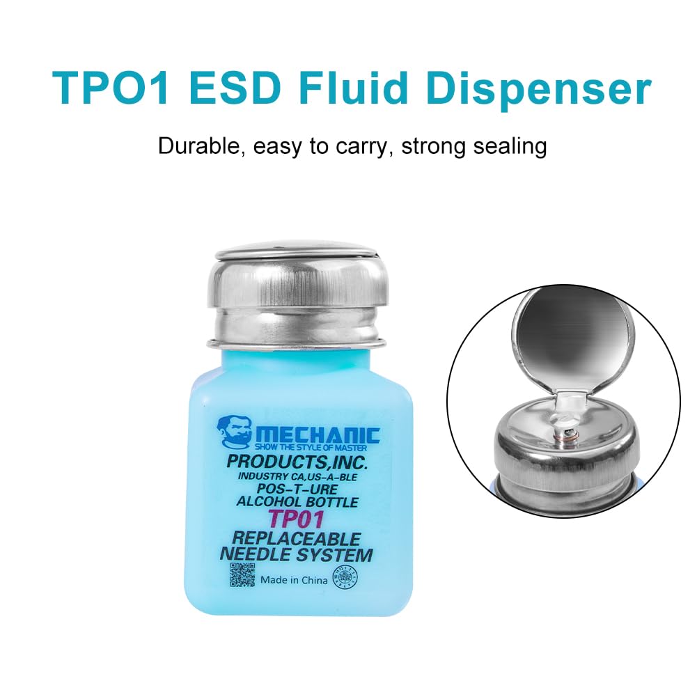 Botella de alcohol líquido con tapa de metal, dispensador de solvente, bombeo de prensa, dispensador de líquido ESD, recipiente de plástico, botella de alcohol líquido de plástico vacía para limpieza