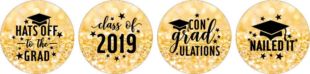 Darling Souvenir DIY 190 Pcs Graduation Theme Stickers Candy Chocolate Labels-Glitter Gold-image-28