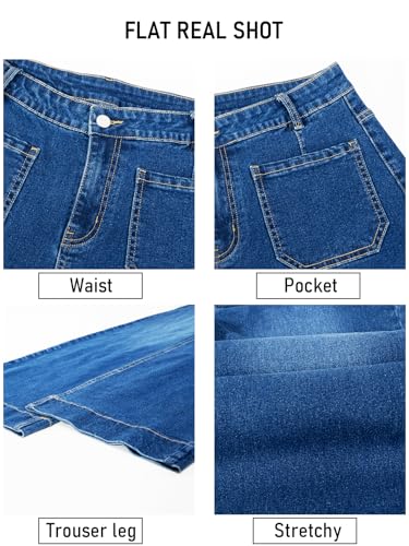 Women's Wide Leg Jeans and Straight Leg Jeans with High Waist, Denim Pants Available in Ankle and Standard Lengths （Regular）4