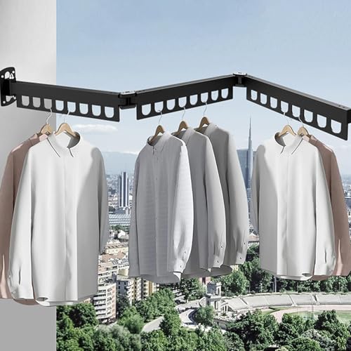 Étendoir à linge mural extensible idéal pour optimiser un balcon ou une buanderie
