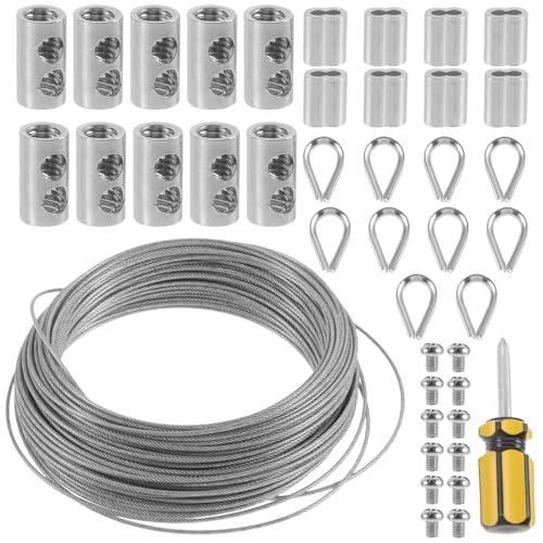 SEWOART 1 Set Silver Rope Rigging Kit Wire Rope Rope Crimp Stainless Steel