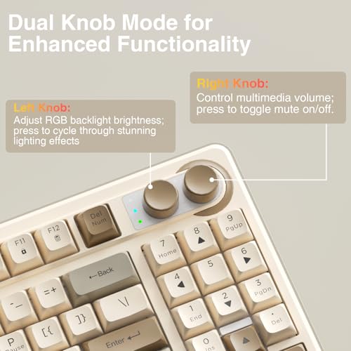 Image of SOLAKAKA SK90 75% Wireless Gaming Keyboard - 4000mAh Tri-Mode (BT5.0 /2.4G /USB-C) Cute Creamy Gaming Keyboard with Number Pad, Media Knob, RGB Backlit, Quiet Keys Silent Office Keyboards for PC MAC