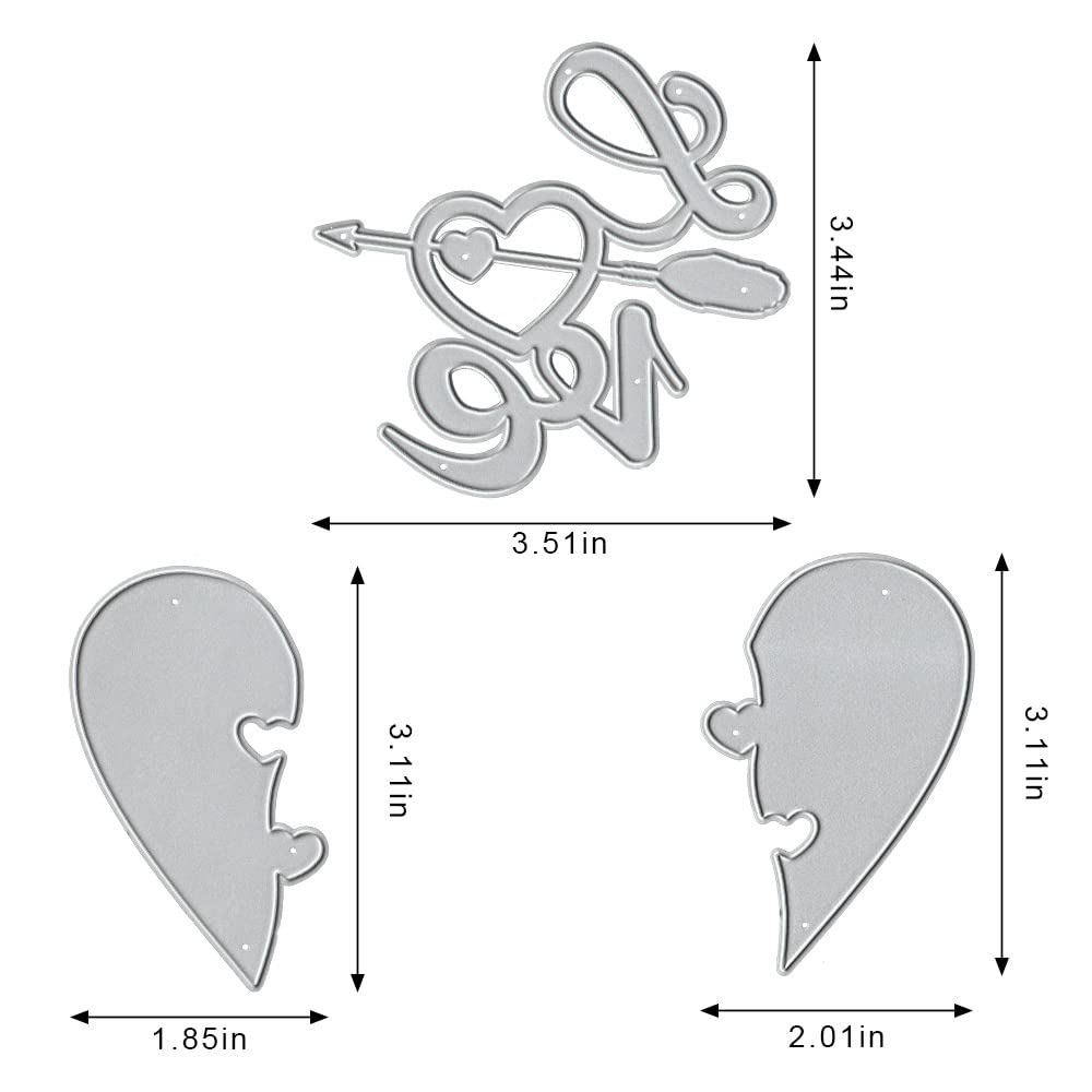 4PCS Valentine Heart Die Cuts - Metal Cutting Dies For Card Making & Scrapbooking Crafts