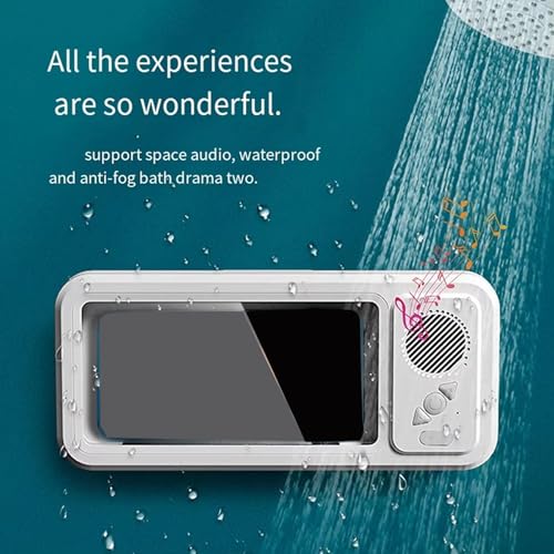 Support de téléphone de douche étanche avec haut-parleur Bluetooth, pack de 2 blanc