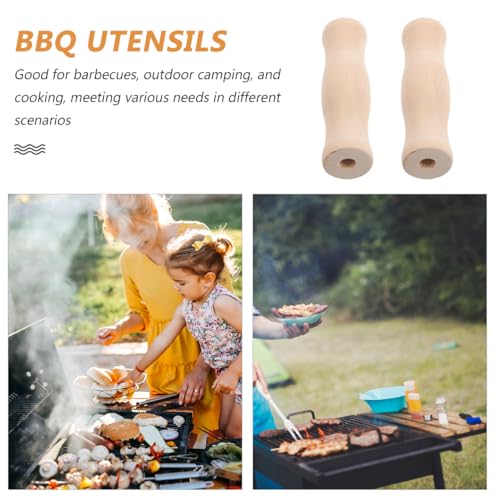Cabilock Holzgriff Für Grillutensilien Mit Einlochgriff Rutschfest Ergonomisch 4.33 Zoll Holzgriff Für Küchenutensil Beim Grillen Camping Und Kochen Im Freien