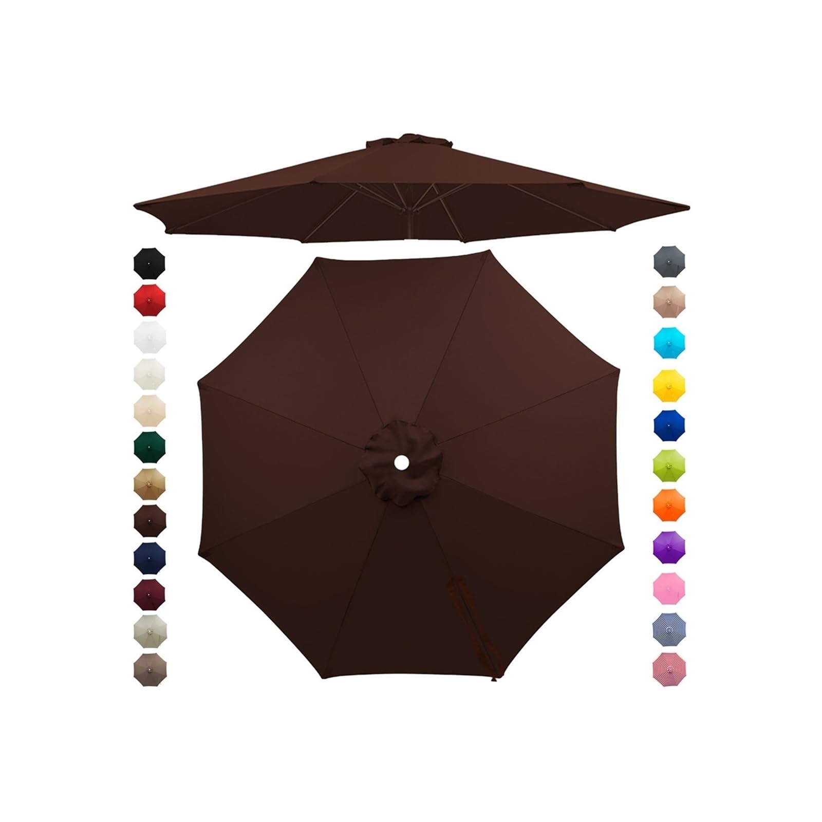Chinimon Replacement Parasol Canopy 2m/2.5m/2.7m/3m/3.5m, 6/8 Arms Garden Parasol Cover for Yard Beach (Coffee Color, 2.5m/6-Ribs) — image 1