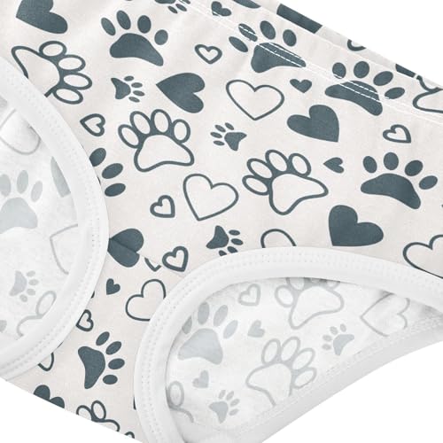 Little Girl Underwear Toddler Panties Kids Undies Dog Paw Loving Heart Soft Cotton Briefs 2T-8Y4