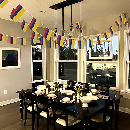 Image of Anley Colombia String Flag Pennant Flags, Patriotic Events 20th of July Colombian Independence Day Decoration Sports Bars - 33 Feet 38 Flags