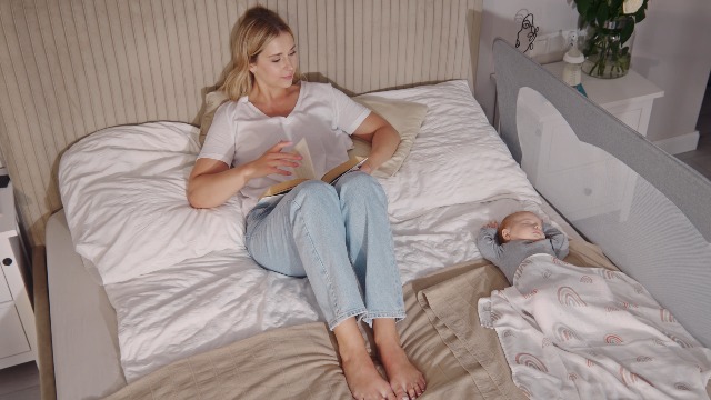 Sponda Letto Universale Lionelo Eva - Barriera Di Sicurezza 150 Cm, Pieghevole 180&deg;, Rete Traspirante