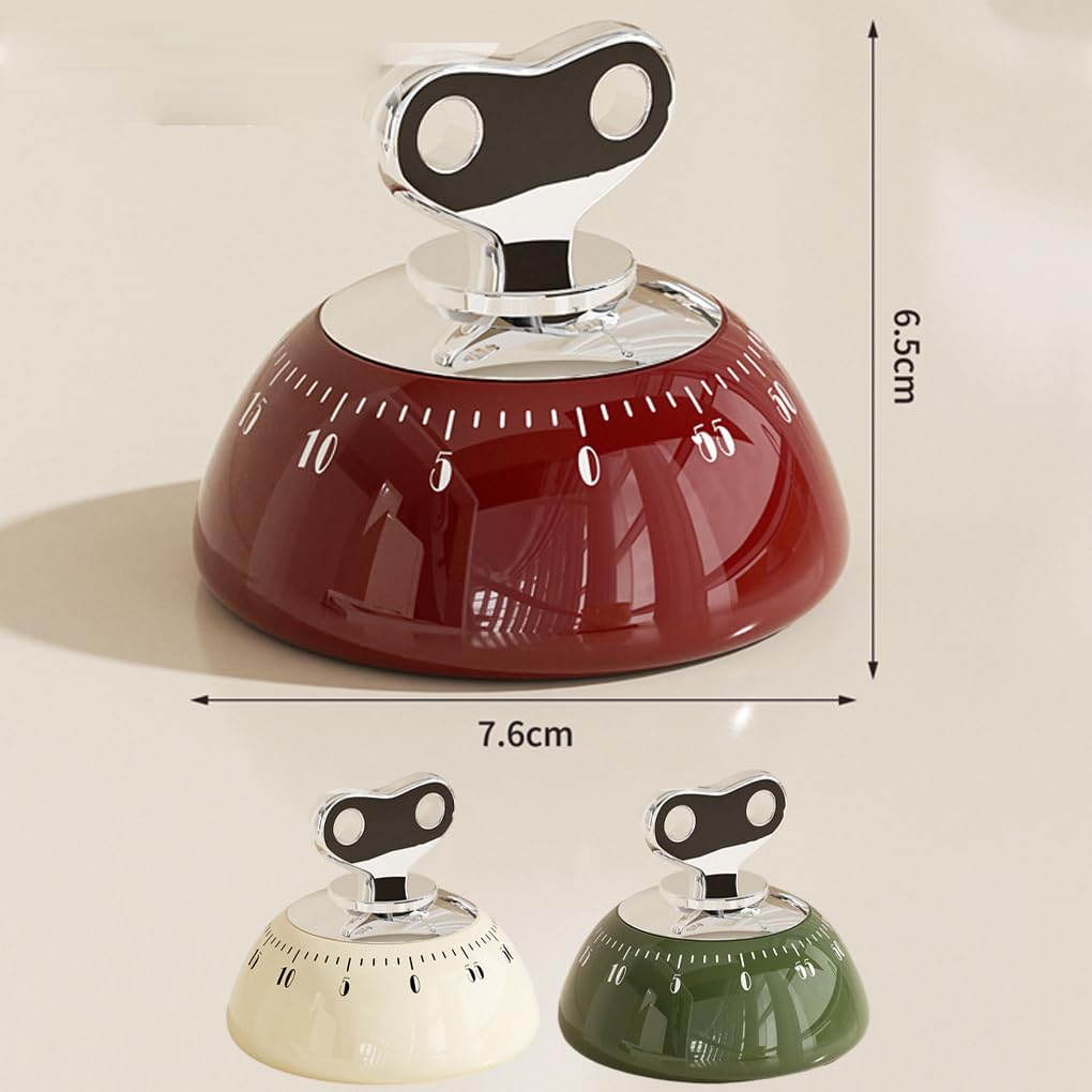 Timer Da Cucina Meccanico Magnetico Retrò - Sveglia Analogica Rossa Per Cottura E Sport