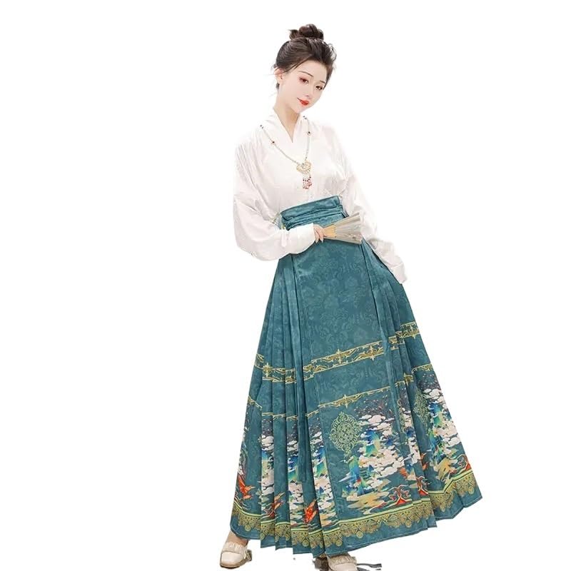 Jupe hanfu à visage de cheval confortable pour ensemble quotidien chaud