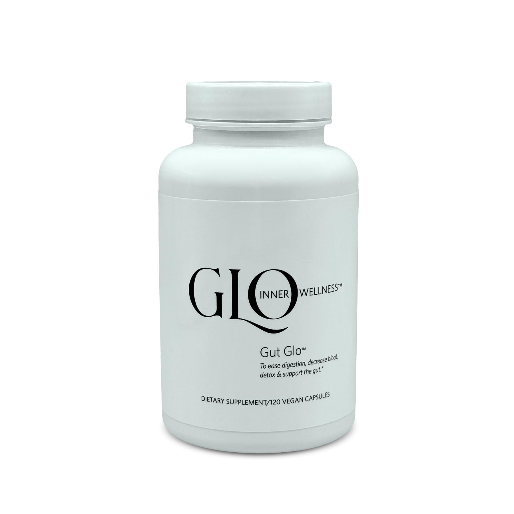 Gut Glo Natural Bloating Relief, Gut Health, Digestion & Constipation Aid 4-in-1 Probiotic, Digestive Enzyme, Magnesium & Organic Herb Capsules - Vegan, 120 Count