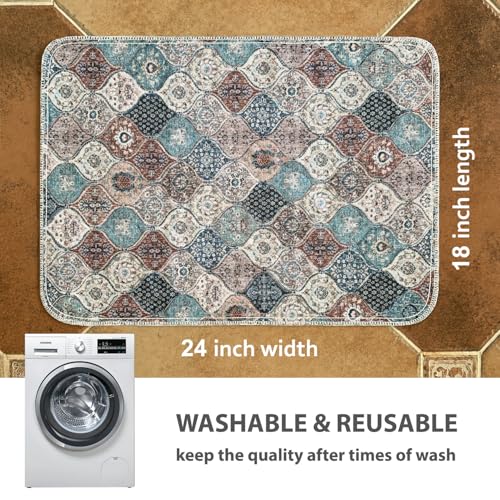 Image of nunubaby 4PACK Washable Pee Pads for Dogs, Stylish, Non-Slip and Leak-Proof Pee Pads. Reusable Potty Pads for Dogs for Crates and Floors.(Dark Red /Multi,18 inch x24 inch )