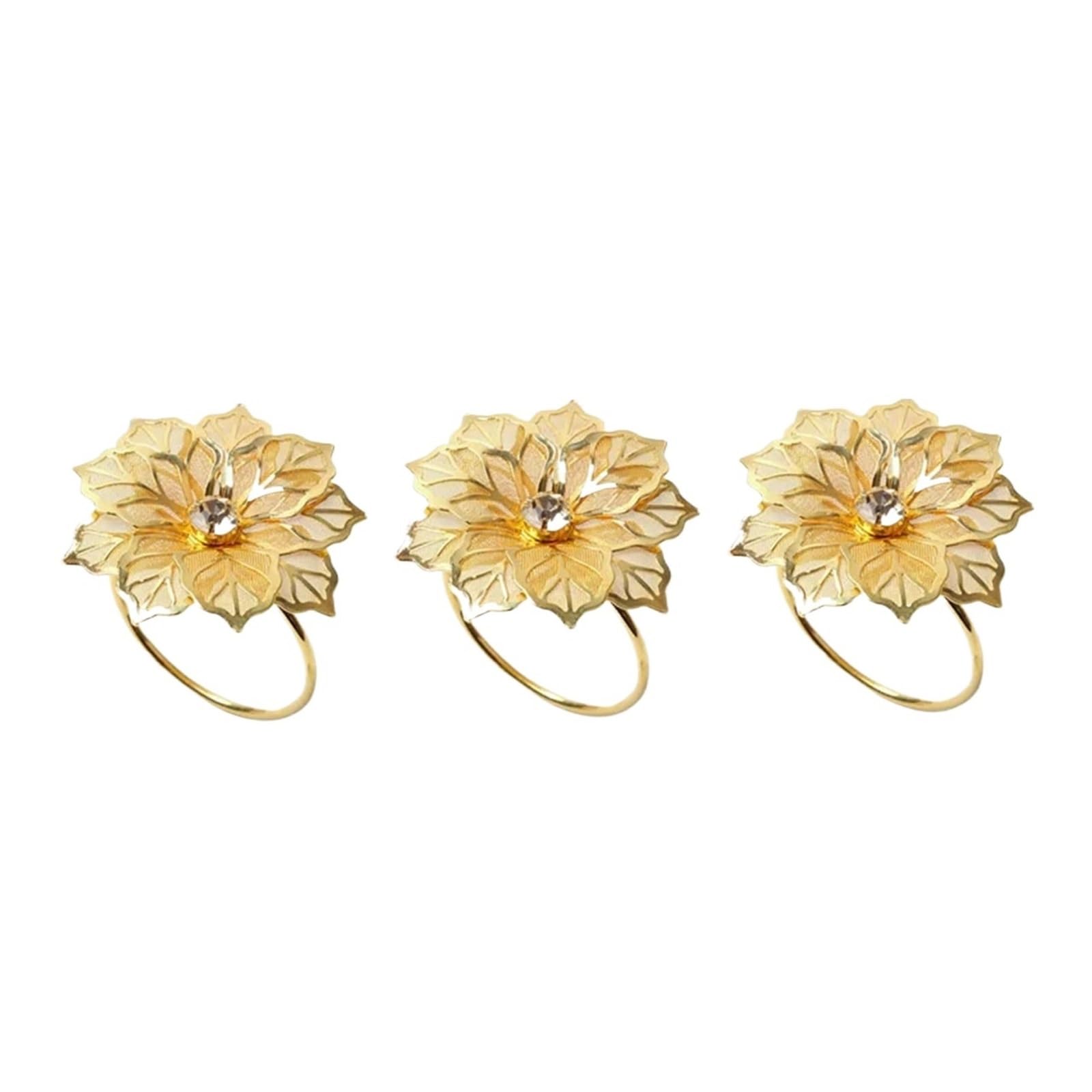 napkin rings Leaf Napkin Rings Buckle Holder for Christmas Thanksgiving Wedding Dinnig Table Decoration(Leaf gold 3pcs)