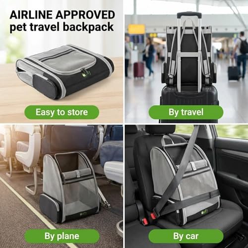 Image of MAK7 Pet Carrier Backpack for Cats & Dogs | Breathable Mesh Design, Lightweight Travel Bag for Small Pets | Wide Strap, Foldable | Cat Carrier, Dog Carrying Bag (ONLY Black-Grey)