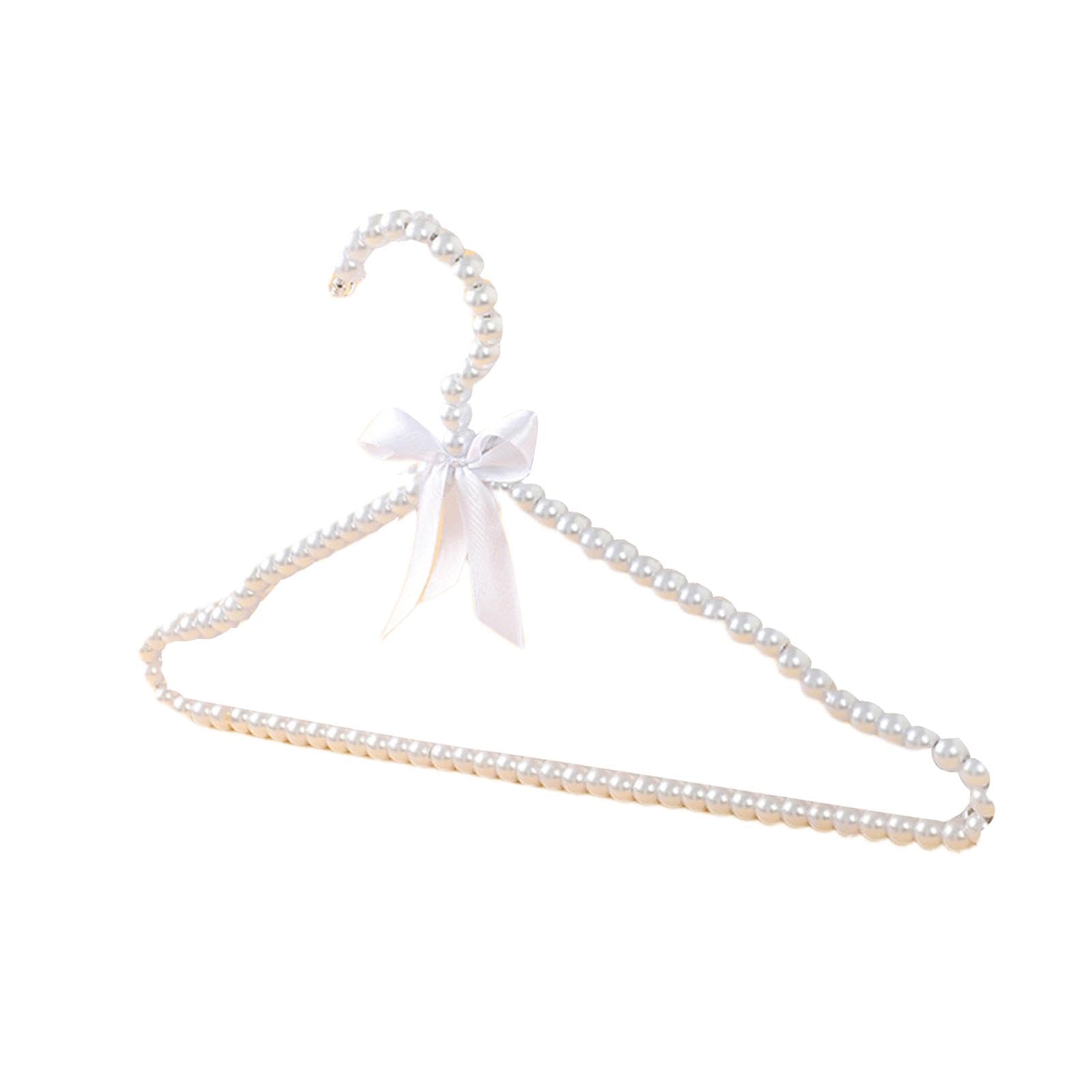 LOOM TREE® Pearl Bowknot Clothes Pants Hanger Closet Hanger for Bride Coat Shirt Party White Hangers | 1 Faux Pearl Bow Clothes Hanger