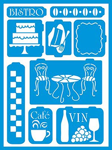 Americana Decor Bistro Pochoir, Bleu, 6 x 20,3 cm