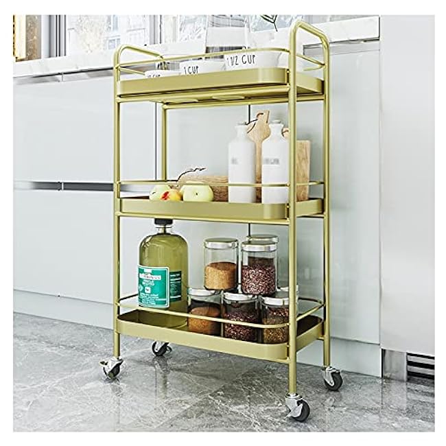 Kitchen Storage Trolleys Kitchen Movable Shelf Household 3 Tier Dishes and Condiment Trolley Floor Storage Storage Shelf with Caster Wheels Serving Trolleys-d1tkbYh7