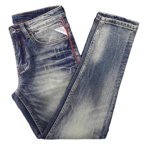 Men's Italian Style Fashion Jeans Retro Washed Vintage Stretch Slim Fit Ripped Designer Denim Pants