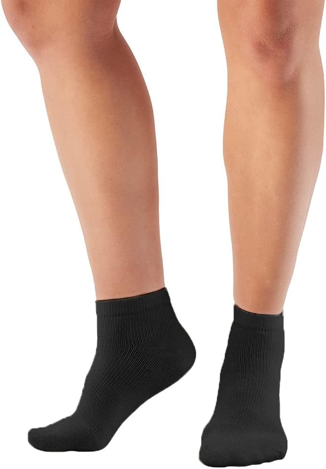 Ames Walker AW Style 140 Coolmax 20-30 mmHg Compression Anklet Socks Black Small