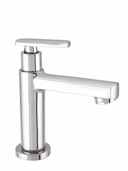 VALDO Square Sleek Brass Pillar Cock with Foam Flow Tap Wash Basin Tap and Kitchen, Bathroom Basin Taps