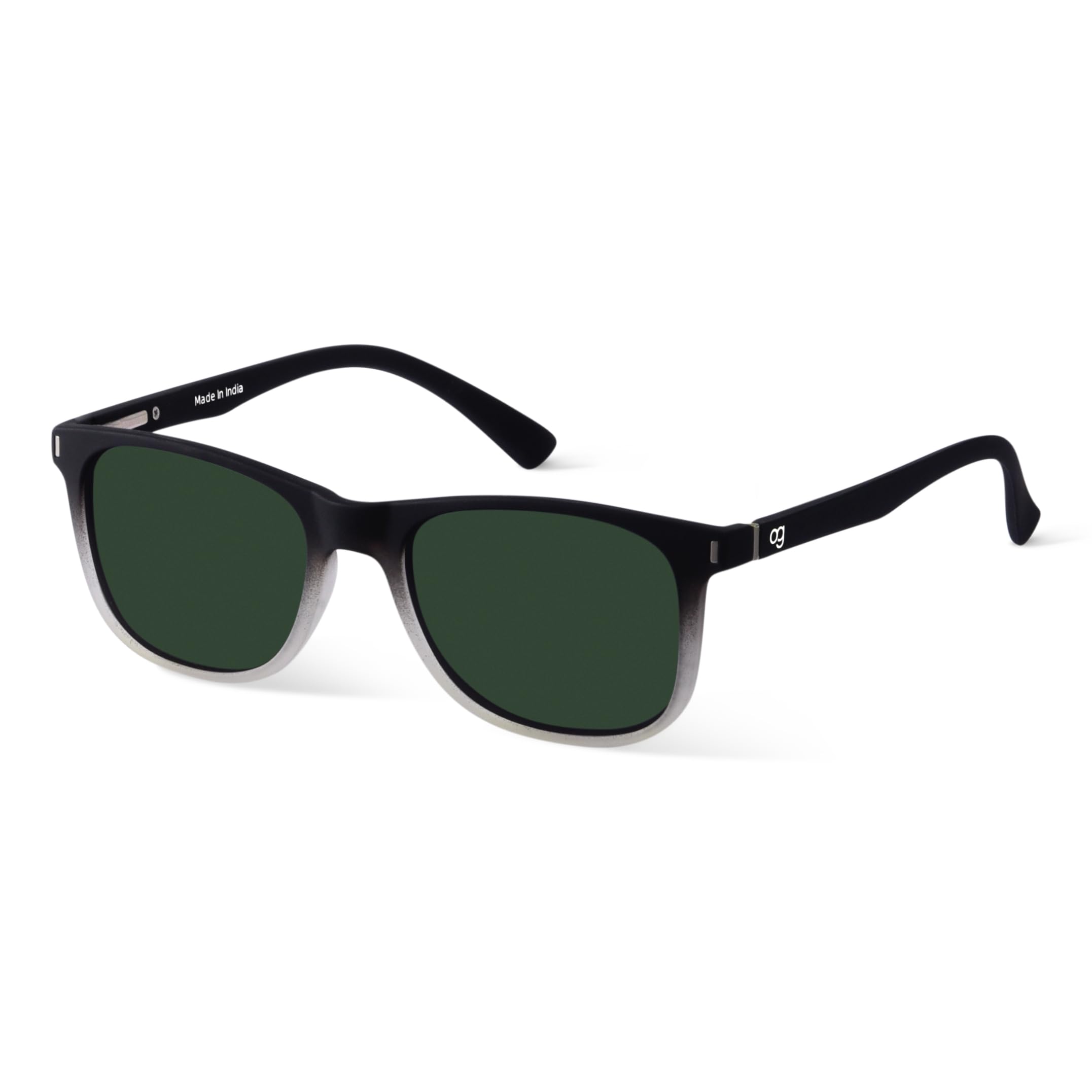 Woggles| Full Rim Square Branded Latest and Stylish Sunglasses | Polarized and 100% UV Protected | Men & Women | Medium | Lens: Green, Frame: Black