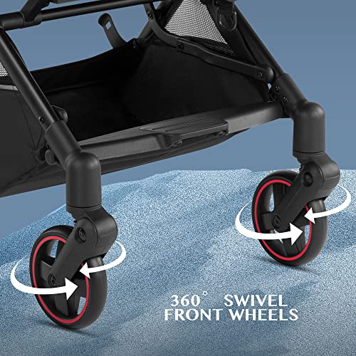 Royal Baby Leichter Kinderwagen 360 Reversible Sitz, Kompakte Falte, Tragbarer Reise-Kinderwagen für Kleinkind mit Regenschirm, Multi-Position Liegen, große Überdachung, Rot