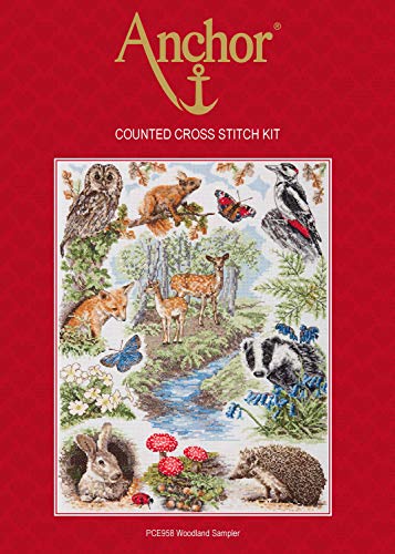 ANCHOR Counted Cross Stitch Kit: Essentials: Woodland Sampler, 40 x 30cm, Multi-Colour