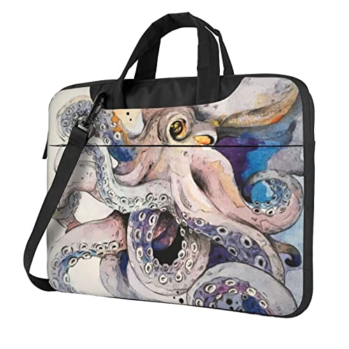 Sac ordinateur 15.6 retro pieuvre noir avec bandouliere amovible pour transport securise