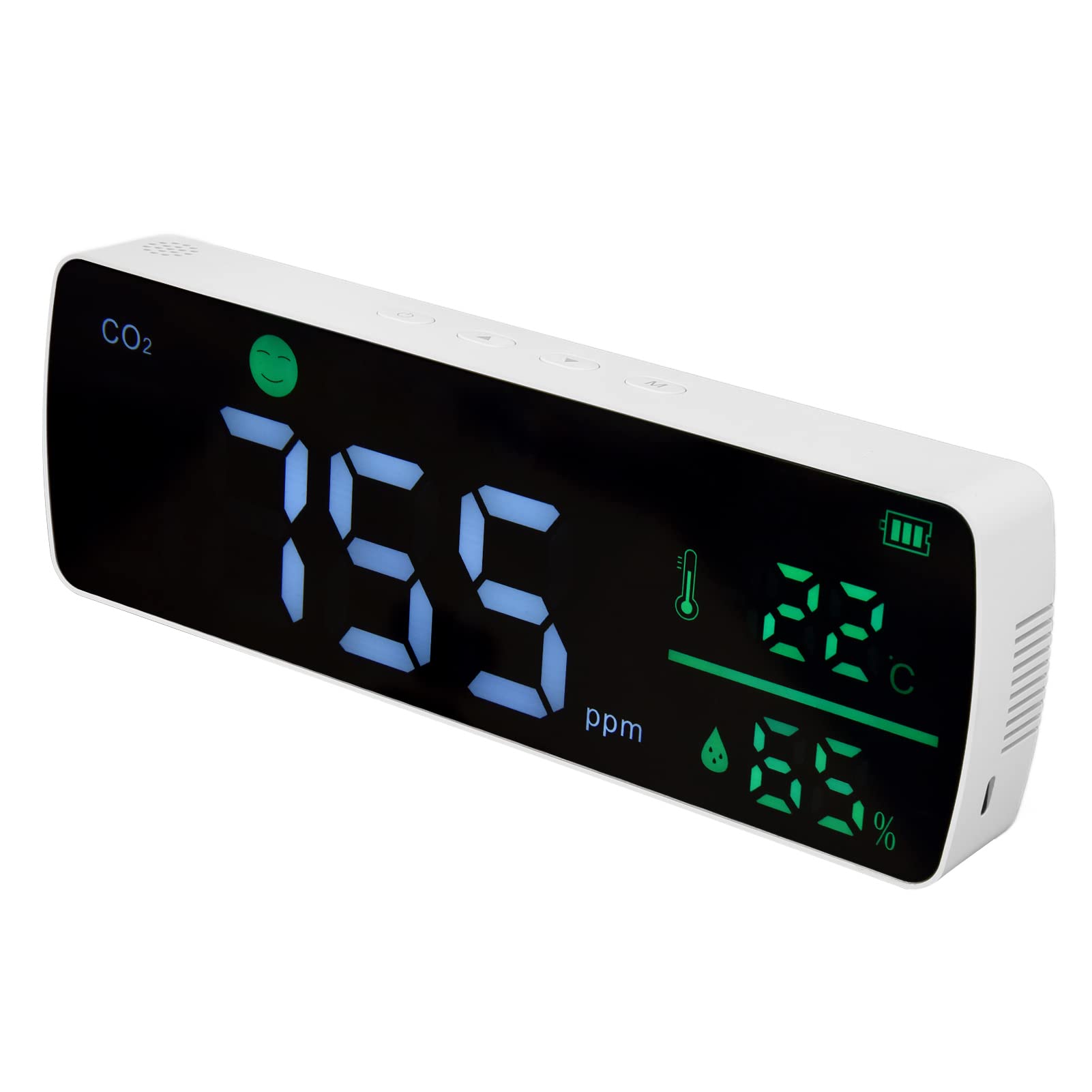 Fdit Monitor de Calidad del Aire CO2, Detector Portátil de Dióxido de | Sensor NDIR Infrarrojo, 400-5000 Ppm, 1,5 S, Batería 1200 MAh, Interior