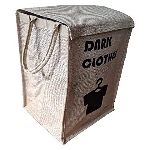 UHEIM Premium Laundry Basket, jute burlap Laundry Hamper, Foldable & Waterproof Clothes Hamper Laundry Bin with Rope Handles for Laundry Room, Living Room, Organizer Baskets 7.3 Gallon (DARK) Cover