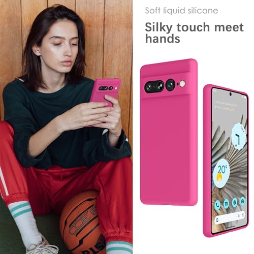 Image of YATWIN Silicone Back Case for Google Pixel 7 Pro, Soft-Touch Phone Back Cover for Google Pixel 7 Pro - Magenta