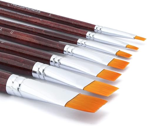 Miniatura 3 de Transon Flat Paint Brush Set 7pcs for Acrylic Watercolor Gouache Oil and Body Painting