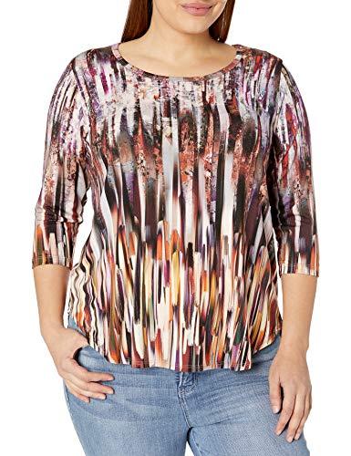 Karen Kane Women's Plus Size 3/4 Sleeve Shirttail TEE, Print, 2X
