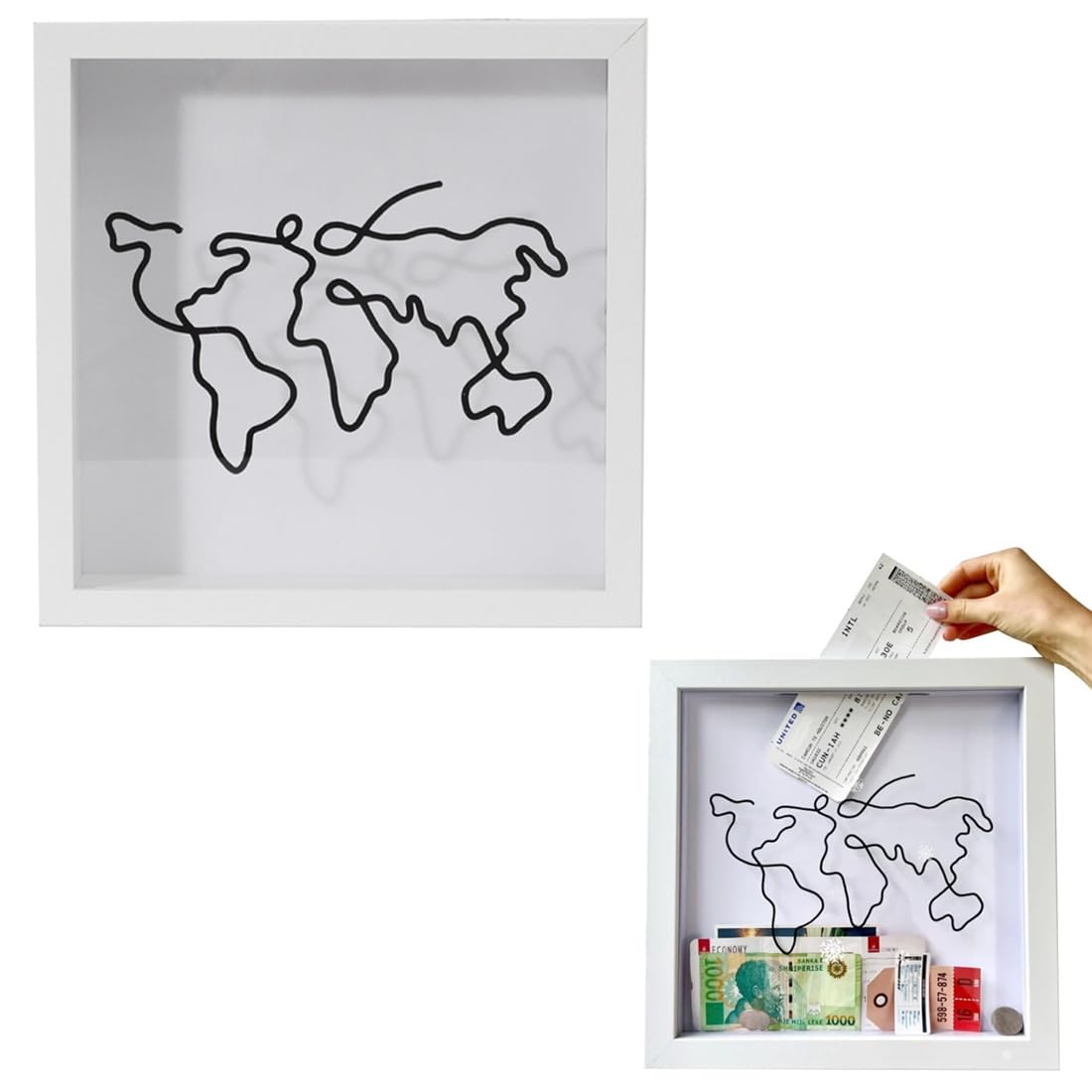 Reise Archivbox 30x30cm - Holzrahmen Für Tickets, Fotos & Erinnerungen