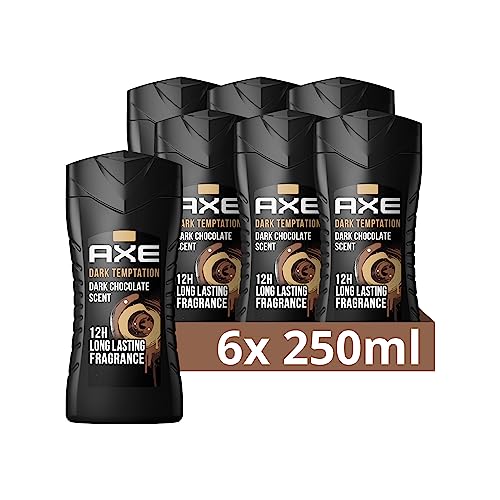 Axe 3-in-1 Duschgel & Shampoo Dark Temptation für ganztägige Frische, unwiderstehlichen Duft und eine angenehme Dusche dermatologisch getestet 6x 250 ml