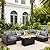 Lviden 9 Pieces Wicker Patio Furniture Set Outdoor PE Rattan Sectional Conversation Sofa Set with Grey Cushions and 45” Gas fire Pit Table