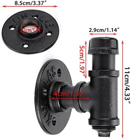 BTSKY 2PCS Vintage Industrial Iron Pipe Coat Hat Hook - Wall Mounted Retro Pipe Hook Hanger Holder Hanging Storage Rack for Robe, Towel, Bag, umbrella, Antique Home Decoration Decor (Type 1)