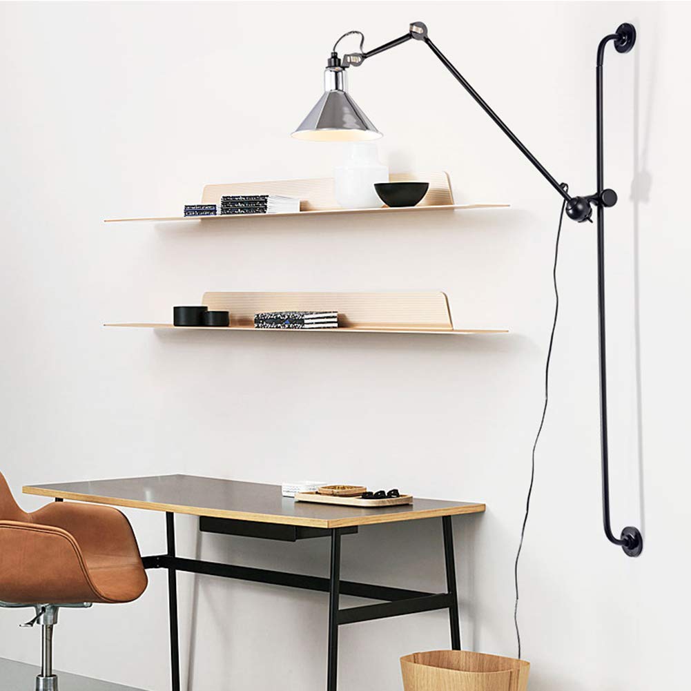 HYJAUSXB Long Swing-Arm Bedside Wall Sconces Lamp - Modern Metal Light for Bedroom Living Room Study E27 Sconce Height Adjustable