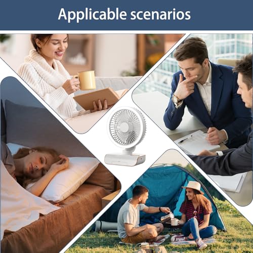 Ventilateur de table USB rechargeable à 5 vitesses avec lampe de chevet intégrée - 5
